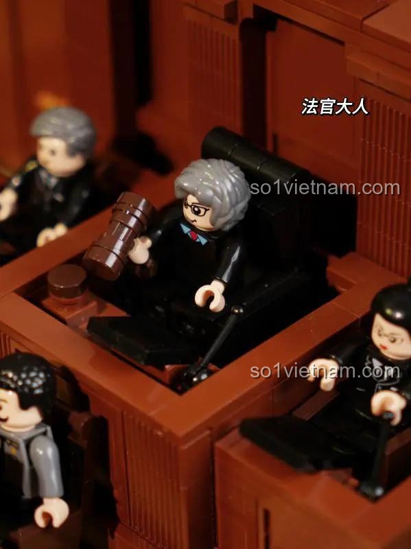 Bộ lắp ghép Tòa án Pháp lý Houfa Education QJ5495 - Toàn cảnh mô hình với các minifigures