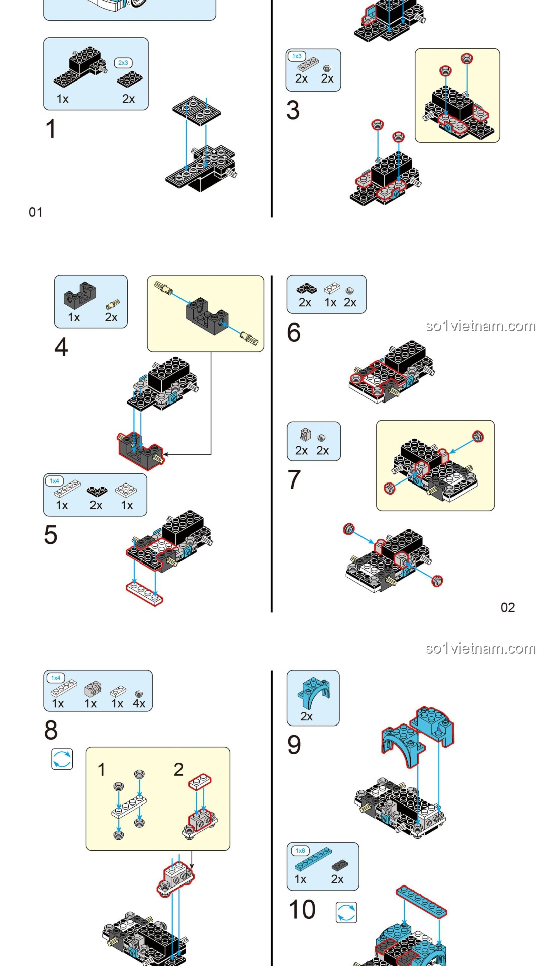 Mô hình xe buýt tròn Decool 26014 - Hướng dẫn lắp ráp Decool 14 Mô hình xe buýt tròn