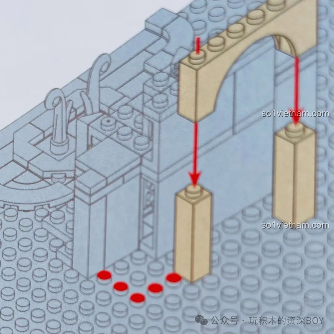 Minh họa hướng dẫn lắp ráp chi tiết của bộ Lâu Đài Hoa Rừng Femibox S2238, giúp bé dễ dàng theo dõi.