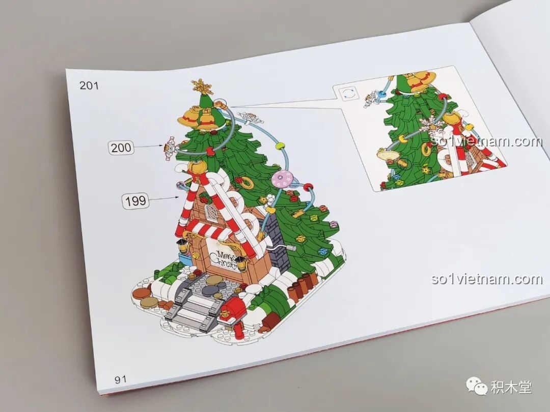 Trang cuối cùng trong sách hướng dẫn lắp ráp JAKI JK5128, hiển thị mô hình hoàn chỉnh ở bước 201.