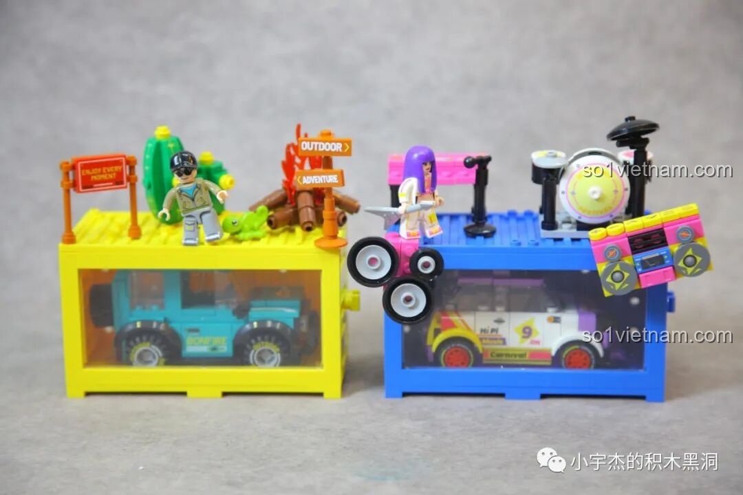 Tờ hướng dẫn lắp ráp và tấm sticker của bộ Sembo 714510, với hình ảnh hai nhân vật đại diện của Sembo.