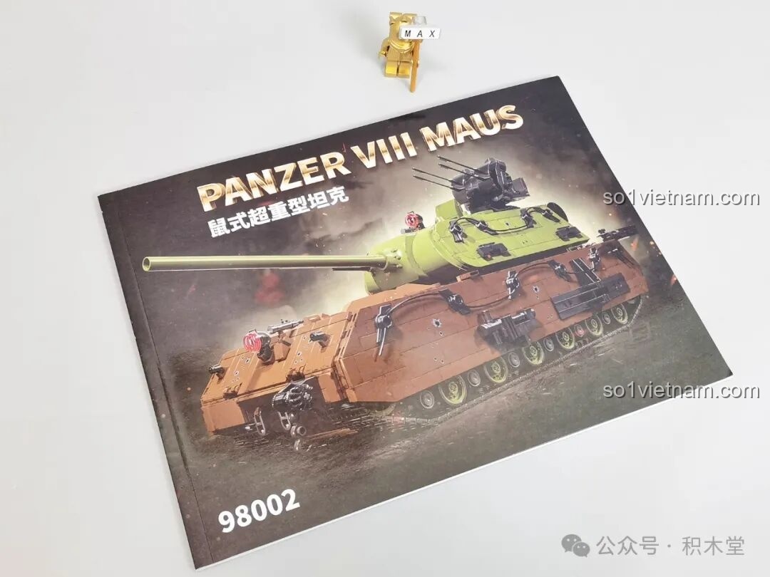 Cuốn hướng dẫn lắp ráp song ngữ của bộ lắp ghép Xe Tăng Maus 12GO 98002, chi tiết và dễ hiểu.