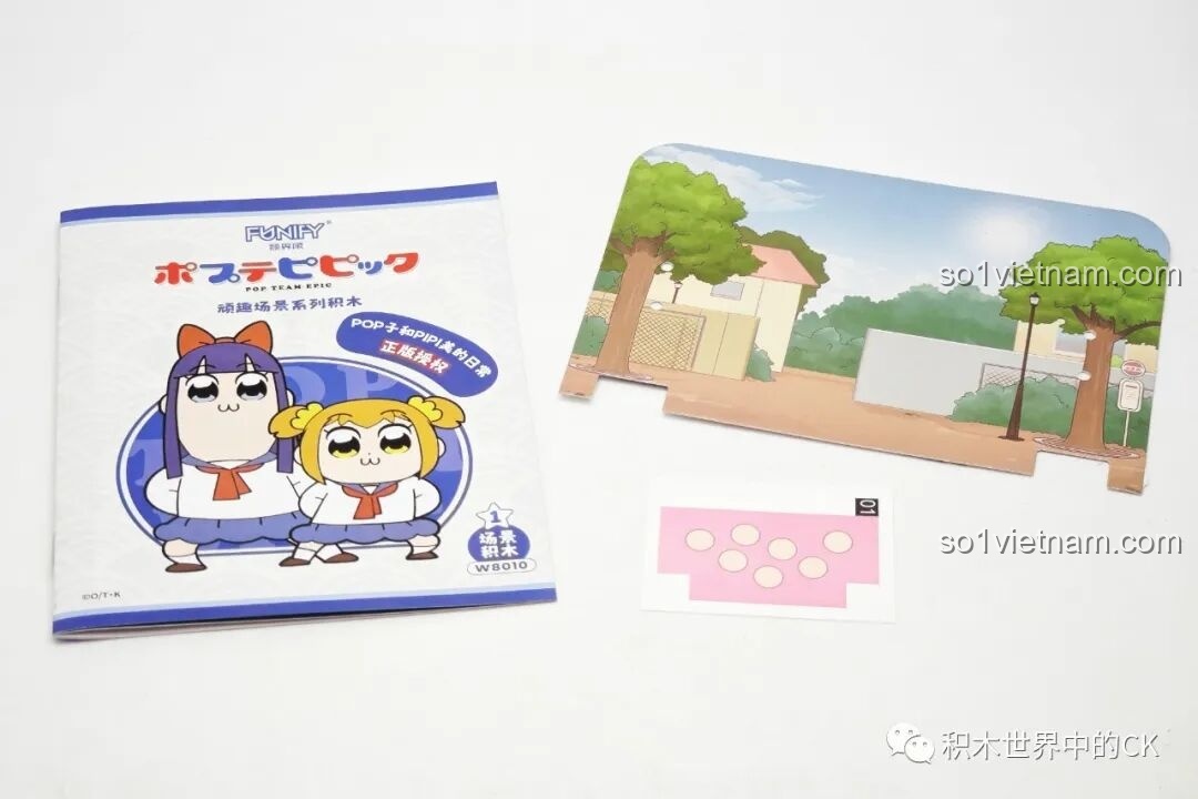 Sách hướng dẫn và phụ kiện đi kèm bộ lắp ráp Pop Team Epic FUNIFY W8010