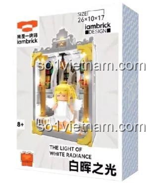 Hộp sản phẩm iambrick 30101 Thâm Uyên Kính: Bạch Hủy Chi Quang, mô hình thiên thần có đèn LED, kích thước 26x10x17cm
