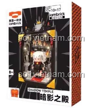 Hộp sản phẩm Đền Bóng Tối 30102 của iambrick, kích thước 24.5x32.5x9.8 cm, có đèn LED, phù hợp cho bé 8 tuổi trở lên, đồ chơi giáo dục STEM