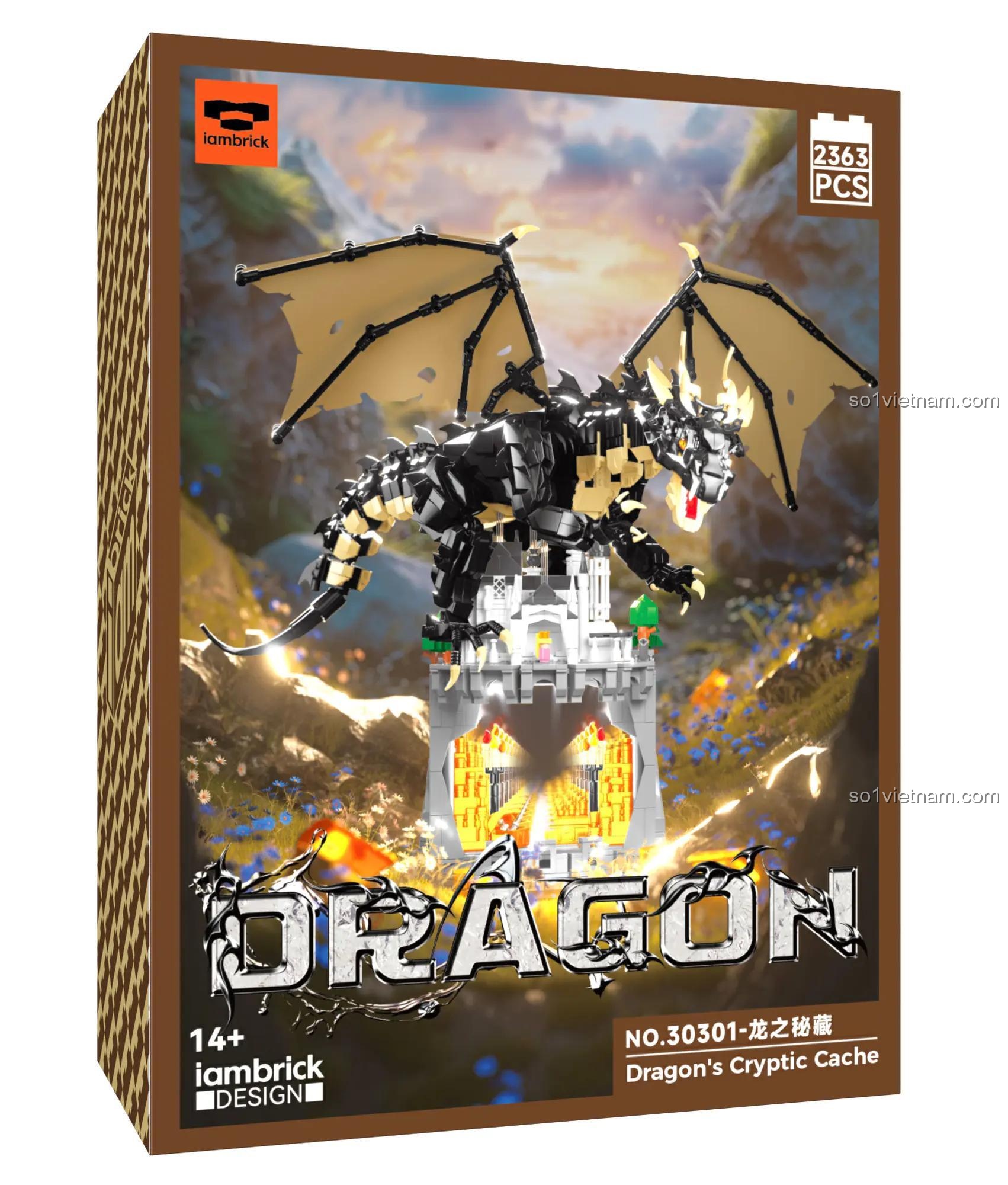 Hộp bộ xếp hình iambrick 30301 Rồng và Lâu đài Bí ẩn, đồ chơi mô hình iambrick chất lượng cao, giá rẻ