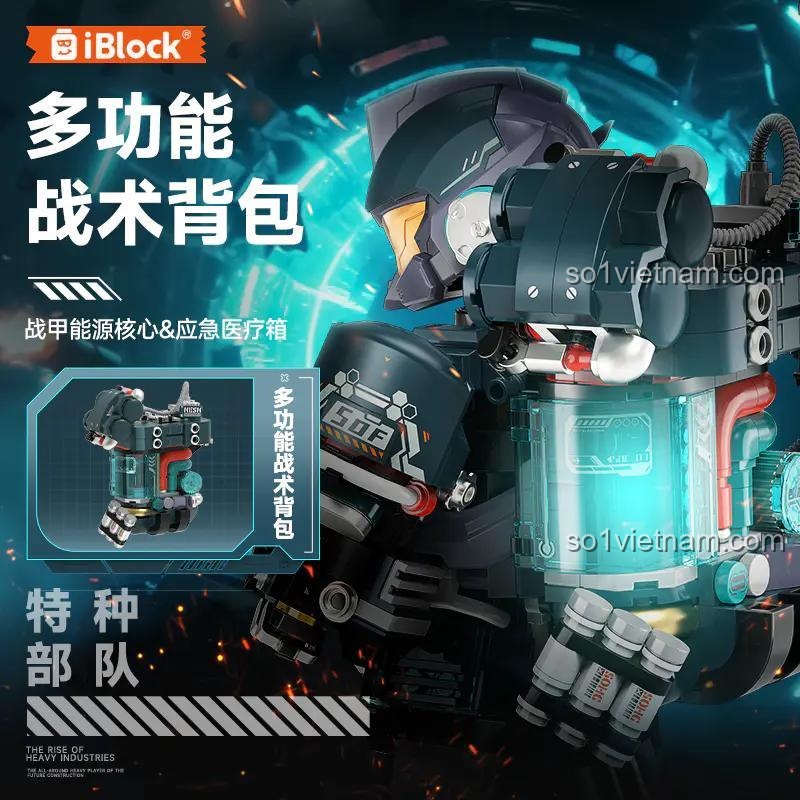 Đồ chơi lắp ráp Robot Lắp Ráp Chiến Đấu iBlock ib1103, ba lô chiến thuật đa năng, chất lượng cao cho bé trai 8 tuổi