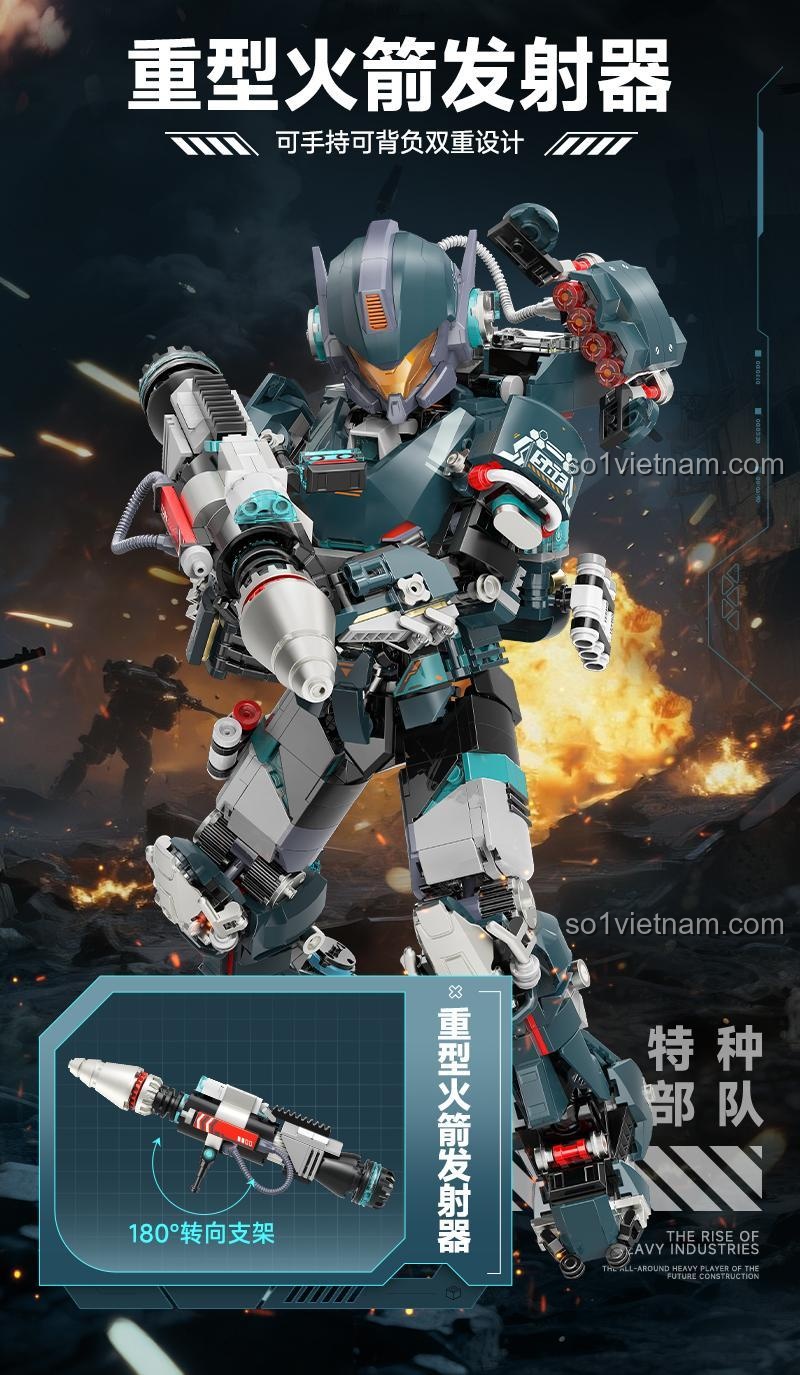 Người Máy Chiến Đấu Đặc Nhiệm iBlock ib1103, vũ khí phong phú, mô hình mecha đặc nhiệm, giá tốt cho bé trai 8 tuổi