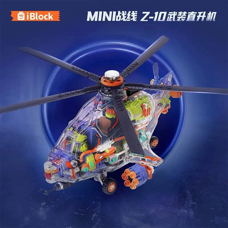 Bộ lắp ghép iBlock ib1301-5 Trực thăng vũ trang Z-10 thiết kế trong suốt, đồ chơi lắp ráp cho bé trai 8 tuổi giá tốt.