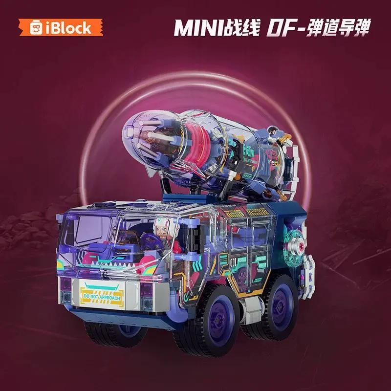 Bộ lắp ghép iBlock ib1301-6 Xe Tải Tên Lửa Đạn Đạo DF thiết kế trong suốt độc đáo, đồ chơi mô hình quân sự cho bé trai 8 tuổi, giá tốt.
