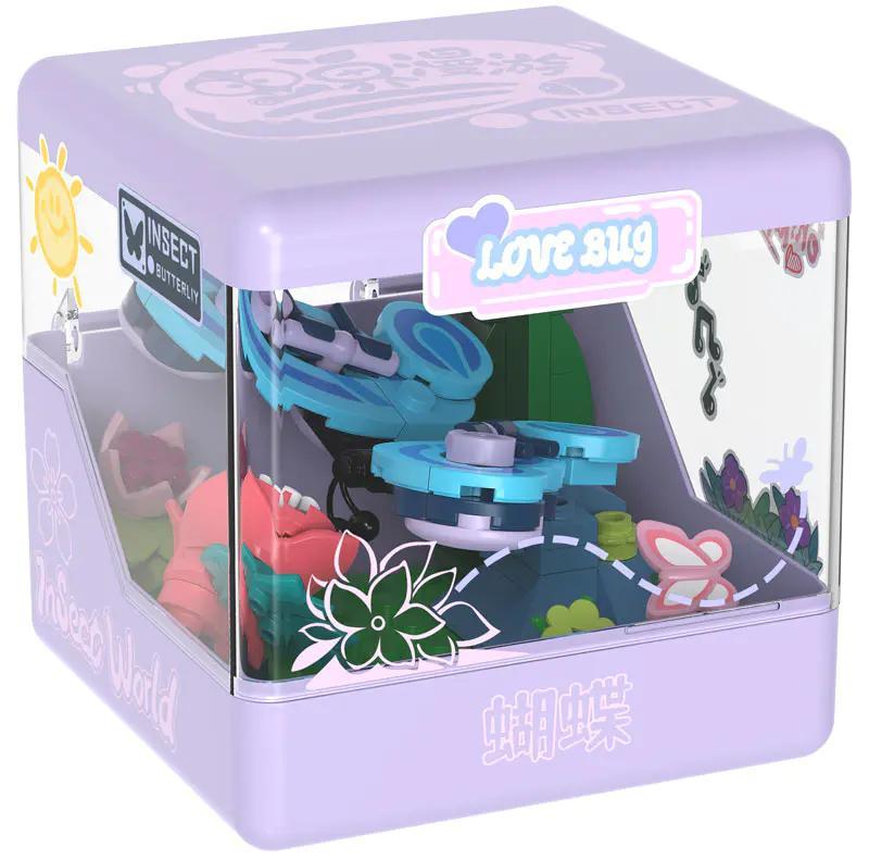 iBlock ib2202-6 Bộ lắp ghép Bướm Hộp trưng bày trong suốt cho bé gái 6 tuổi