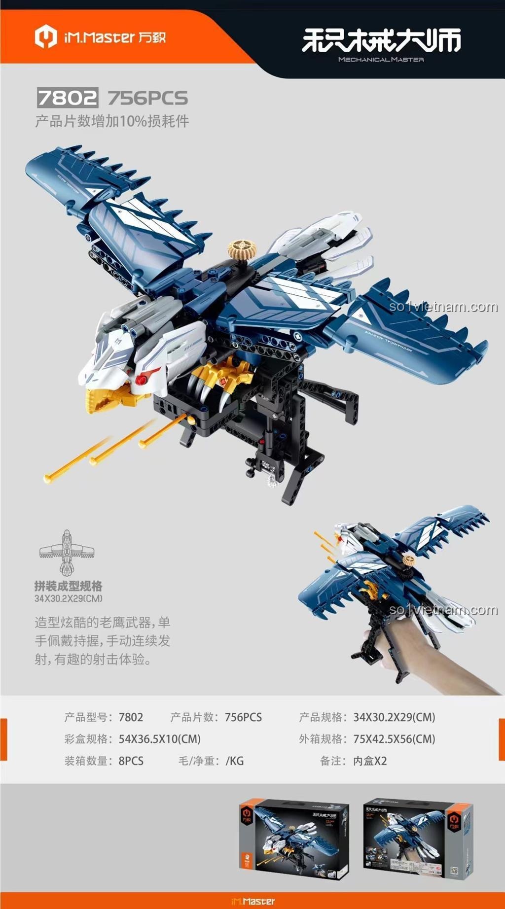 Đồ chơi mô hình QIHUI 7802 Đại Bàng Cơ Khí đeo tay được, mô hình robot chiến đấu cho bé trai 8 tuổi, siêu tiết kiệm