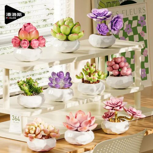 Bộ lắp ghép Cây Mọng Nước inbrixx 655061, đồ chơi mô hình Cây Cảnh Mini, 10 kiểu cây mọng nước, thiết kế tinh xảo, cho con gái 12 tuổi, giá tốt