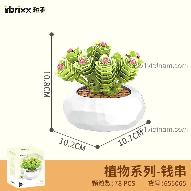 Mô Hình Thực Vật inbrixx 655065, kích thước 10.7x10.2x10.8cm, 78 mảnh ghép, đồ chơi xếp hình Cây Cảnh Mini, chất lượng cao