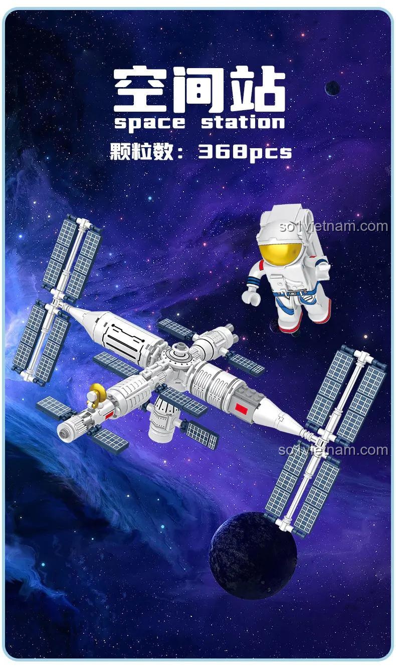 Hộp sản phẩm đồ chơi mô hình Trạm Không Gian inbrixx 691002 với 368 mảnh ghép, là món quà giá tốt và ý nghĩa cho các bé.