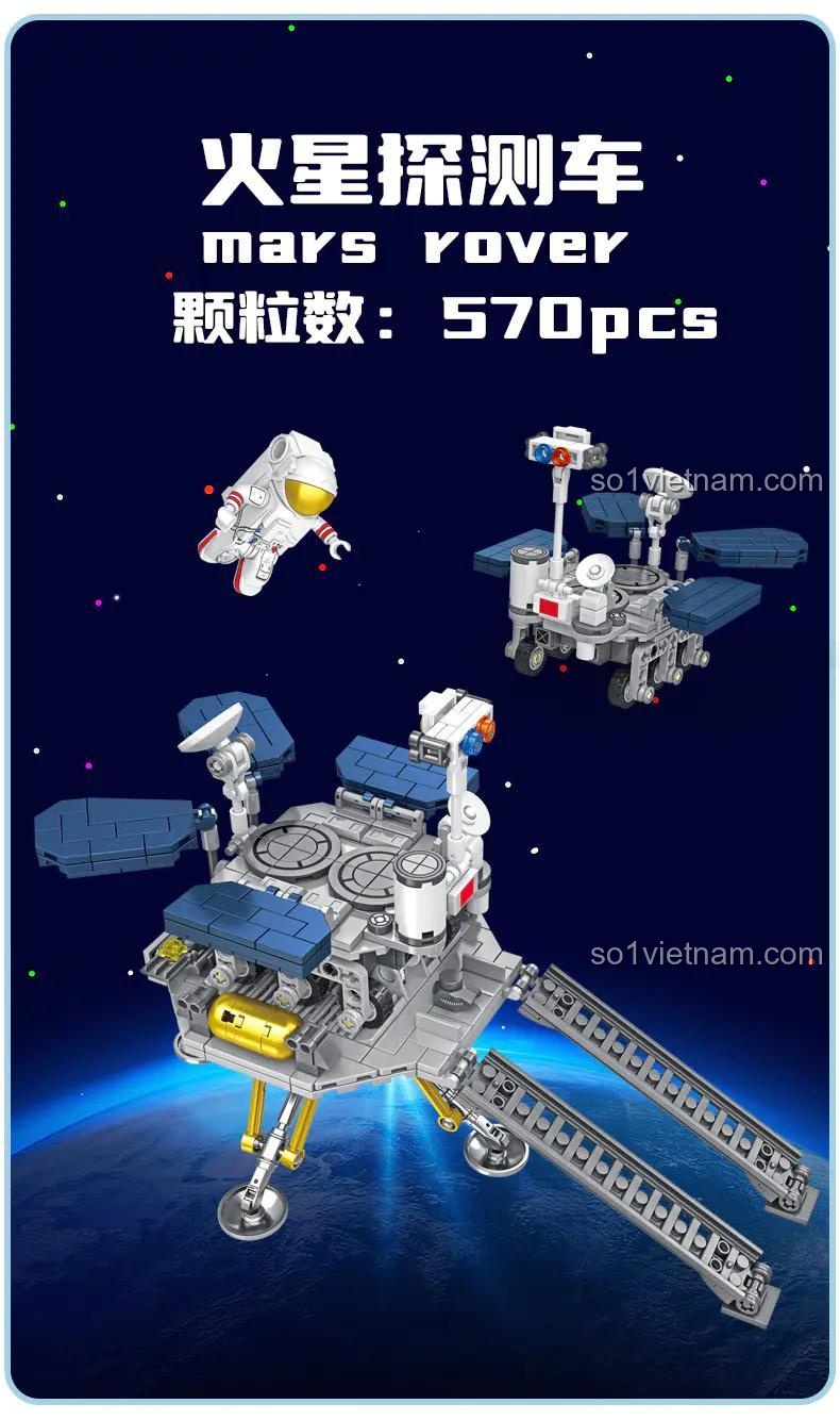 Mô hình Tàu Thăm Dò Sao Hỏa inbrixx 691005 chi tiết, đồ chơi lắp ráp cho bé trai 6 tuổi, giá rẻ.
