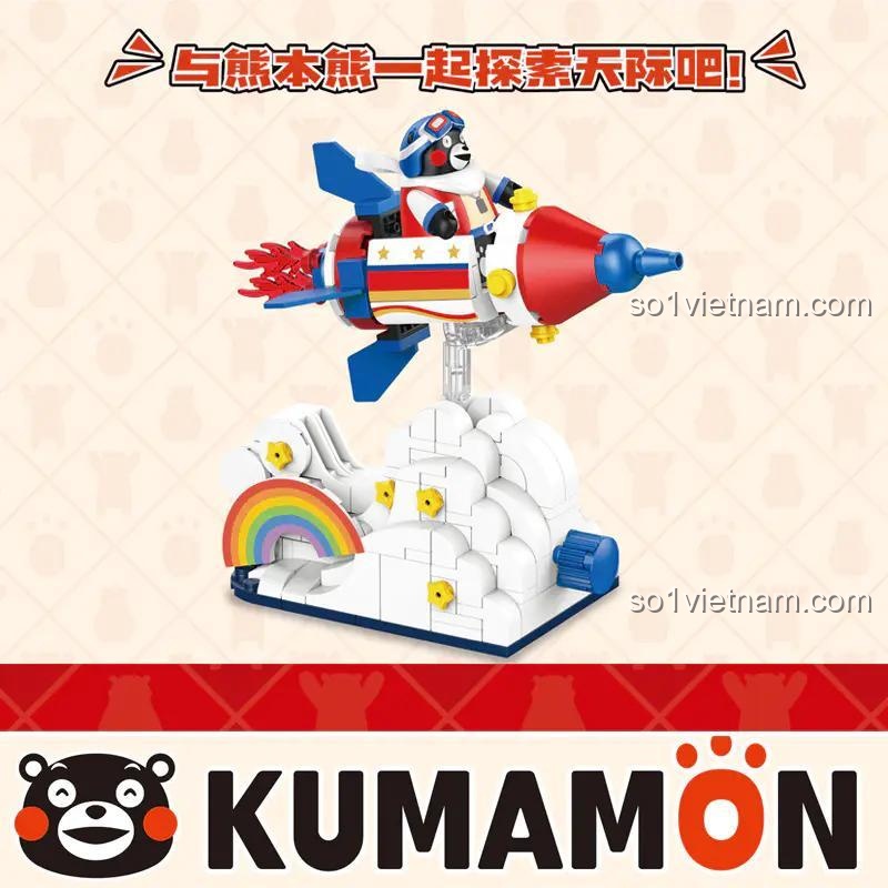 inbrixx 880027, Kumamon Phiêu lưu không gian inbrixx, đồ chơi xây dựng Kumamon tên lửa cho bé trai 6 tuổi, giá tiết kiệm