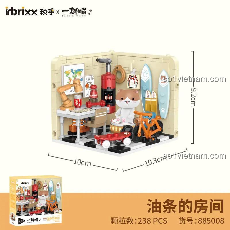 Kích thước hộp và mô hình bộ lắp ghép inbrixx 885008 Nếu Lịch Sử Là Một Đàn Mèo: Phòng Của Youtiao - Mô hình chi tiết cao, Căn phòng ấm áp, 238 mảnh, Độ tuổi 6+
