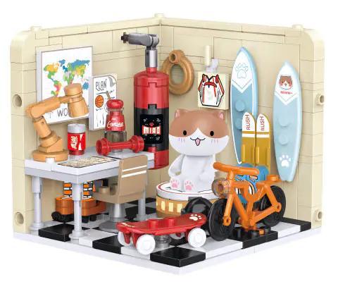 Bộ lắp ghép inbrixx 885008 Nếu Lịch Sử Là Một Đàn Mèo: Phòng Của Youtiao - Mô hình chi tiết cao, Căn phòng ấm áp, 238 mảnh, Độ tuổi 6+