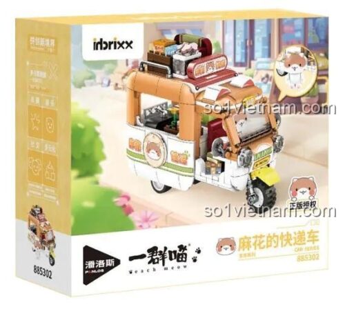 Hộp đồ chơi mô hình Xe tuk-tuk giao hàng inbrixx 885302, món quà sáng tạo cho bé gái.