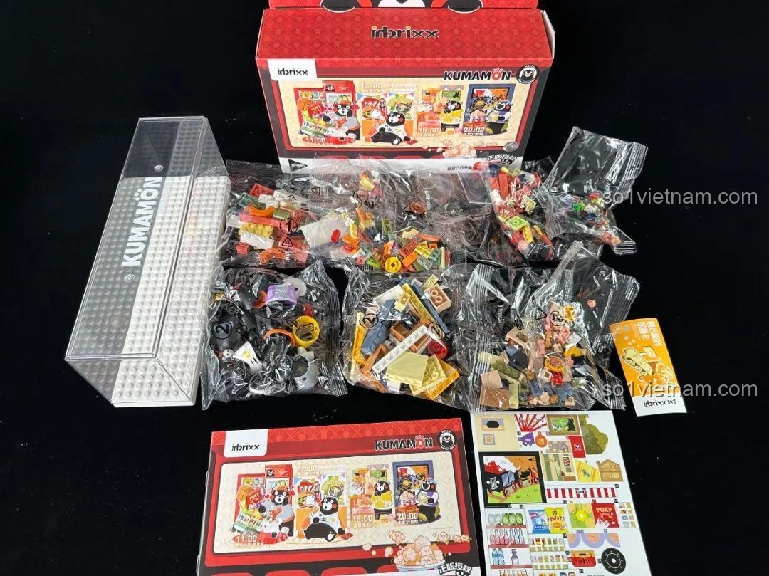 Tấm sticker chi tiết của bộ inbrixx Kumamon 880038 với các hình ảnh trang trí cho mô hình.