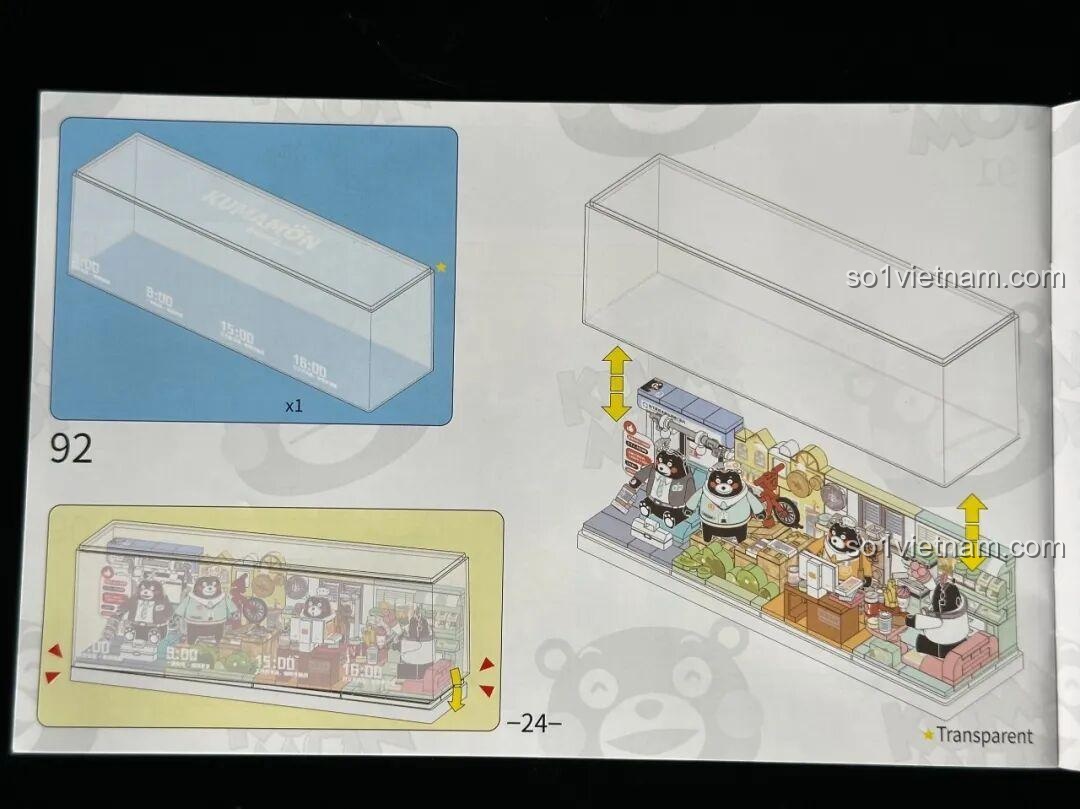 Hướng dẫn lắp đặt hộp mica trong suốt cho mô hình inbrixx Kumamon 880039.