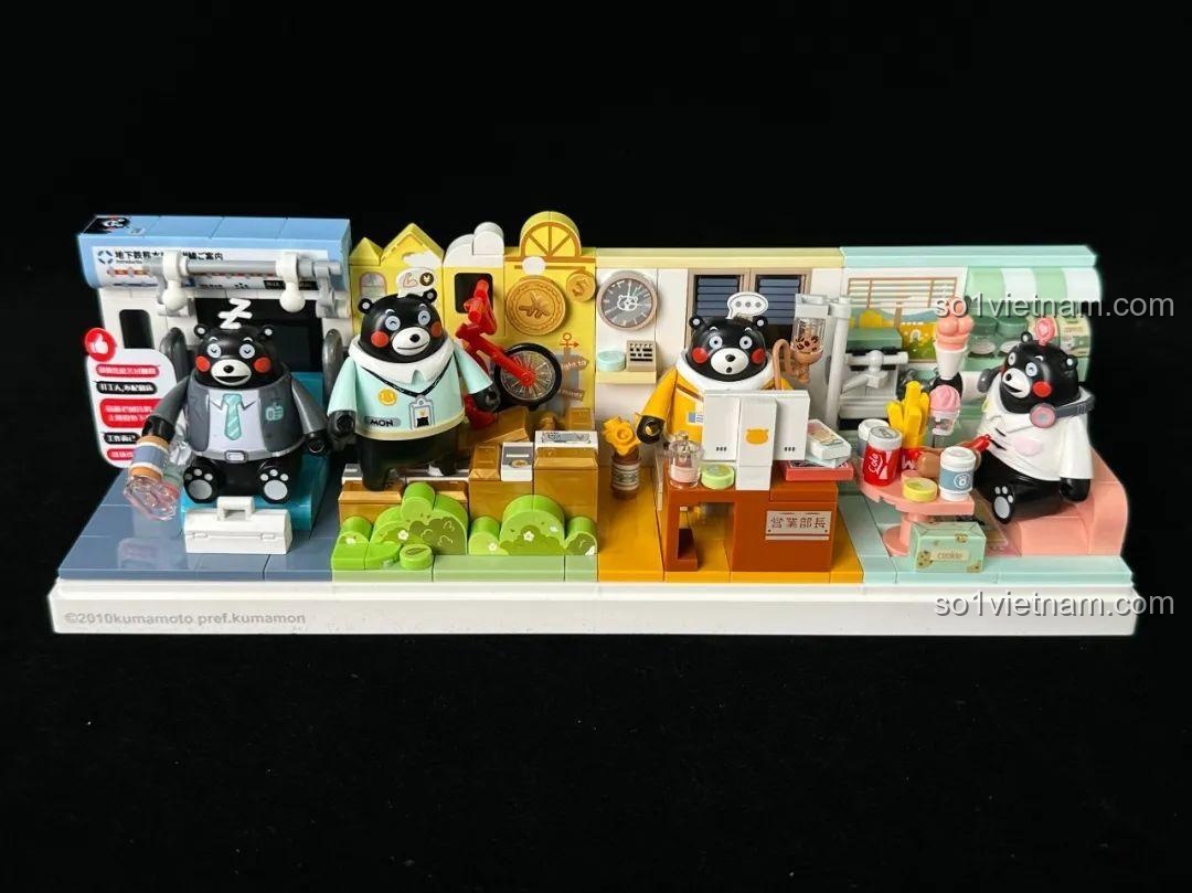 Mô hình inbrixx Kumamon 880039 đã hoàn thành, nhìn từ phía bên cạnh.