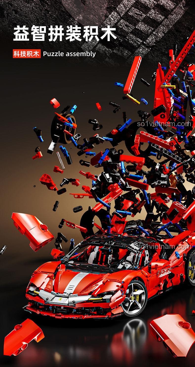 Hộp đồ chơi Inspire R60001 Siêu xe Ferrari SF90 Stradale, hình ảnh mô hình chính, cho bé trai 8 tuổi, giá tốt.