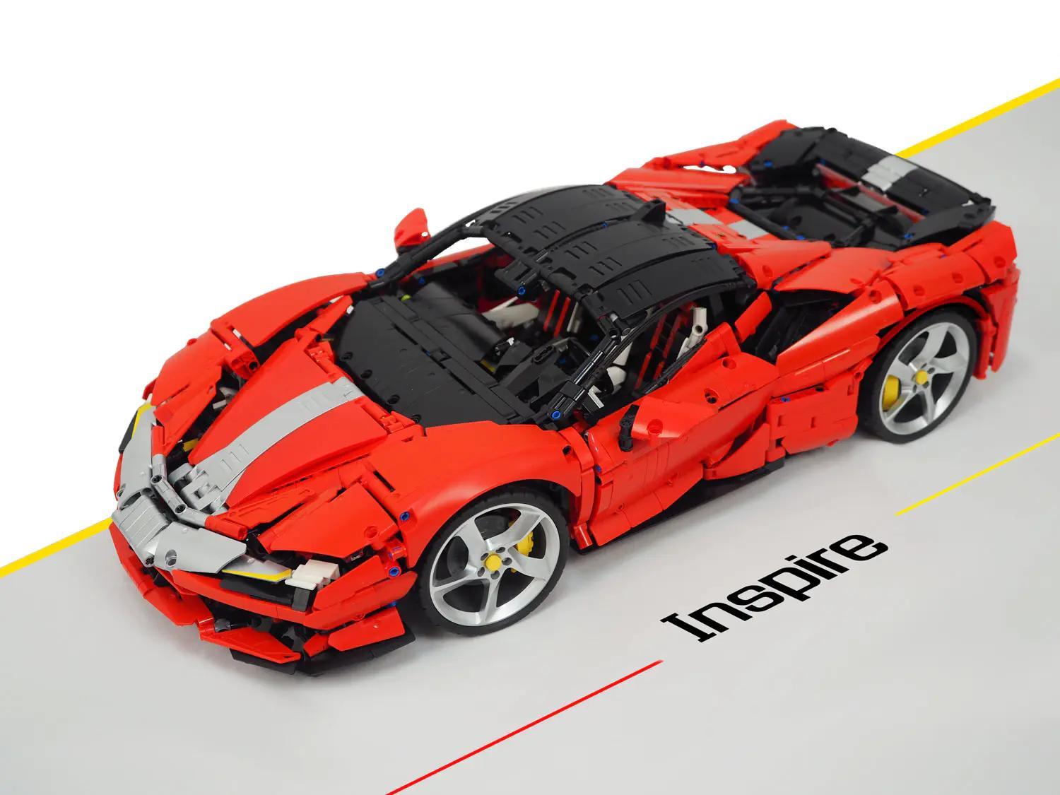 Bộ lắp ghép Siêu xe Ferrari SF90 Stradale tỉ lệ 1:8, mô hình chính diện, màu đỏ đen, phù hợp bé trai 8 tuổi, giá tốt.