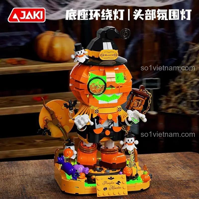 Tinh Linh Bí Ngô Halloween JAKI, mô hình bí ngô có đèn LED, đèn trang trí Halloween, cho bé 8 tuổi