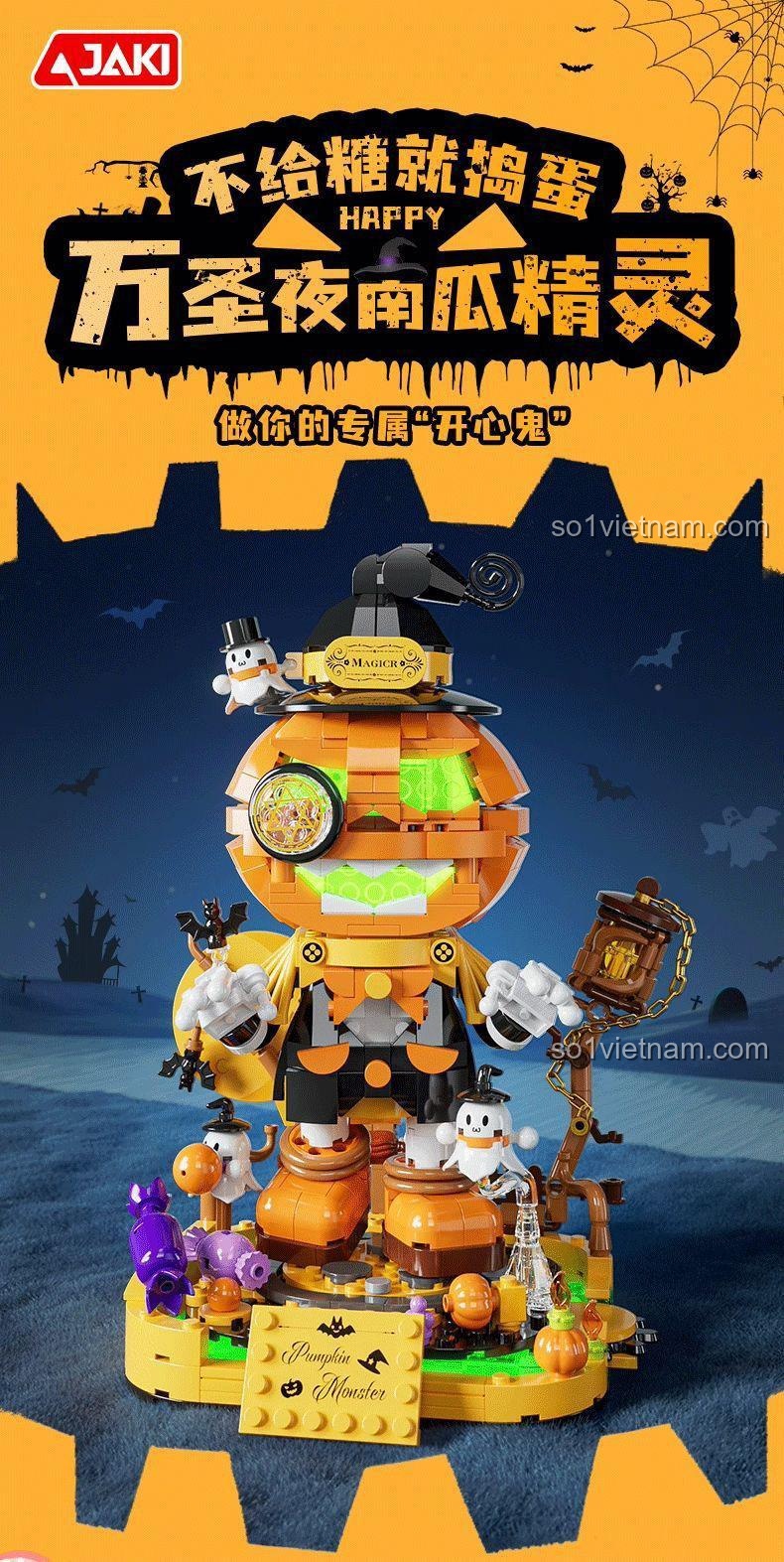 bộ đồ chơi 108, Tinh Linh Bí Ngô Halloween, mô hình Halloween Trick or Treat, cho bé 8 tuổi