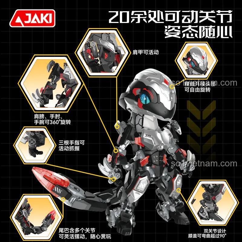Chi tiết chân tay Rồng Thần Giáp Xà JAKi BK001, đồ chơi lắp ráp cho bé 8 tuổi