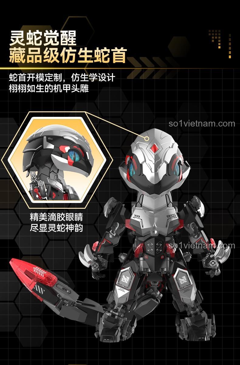 Chi tiết khớp vai Rồng Thần Giáp Xà JAKi BK001, đồ chơi mô hình robot cho bé 8 tuổi