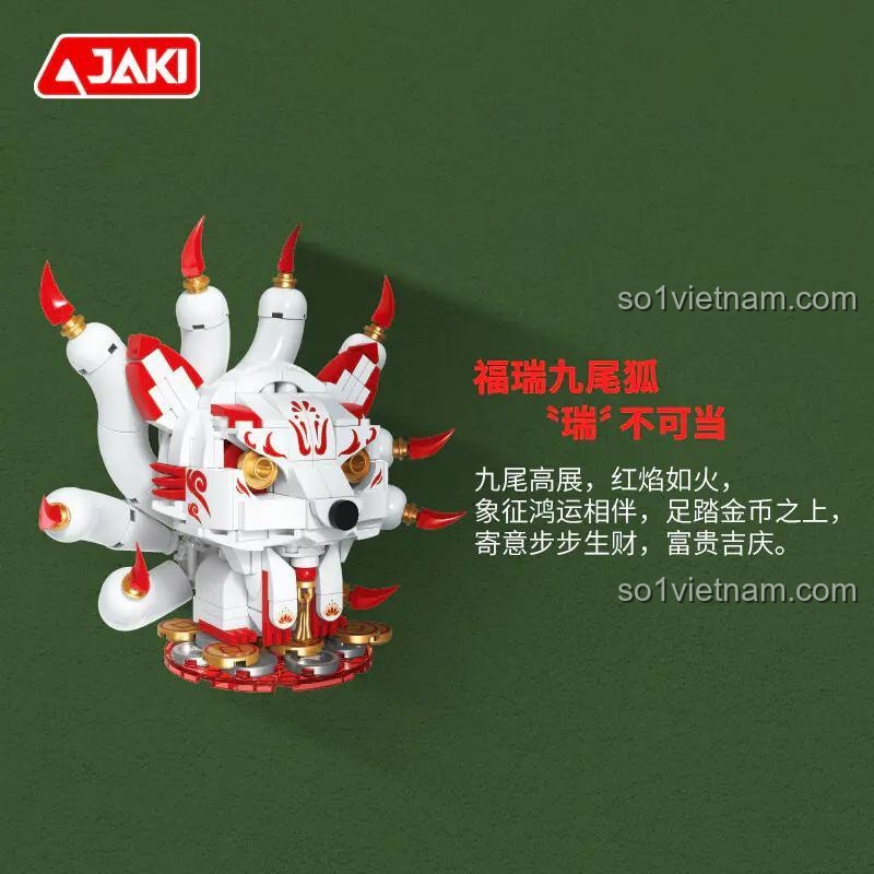 Thần Thú Cửu Vĩ Hồ May Mắn JAKI BK021, bộ đồ chơi giáo dục, mô tả câu chuyện thần thoại Trung Hoa, cho bé 14 tuổi