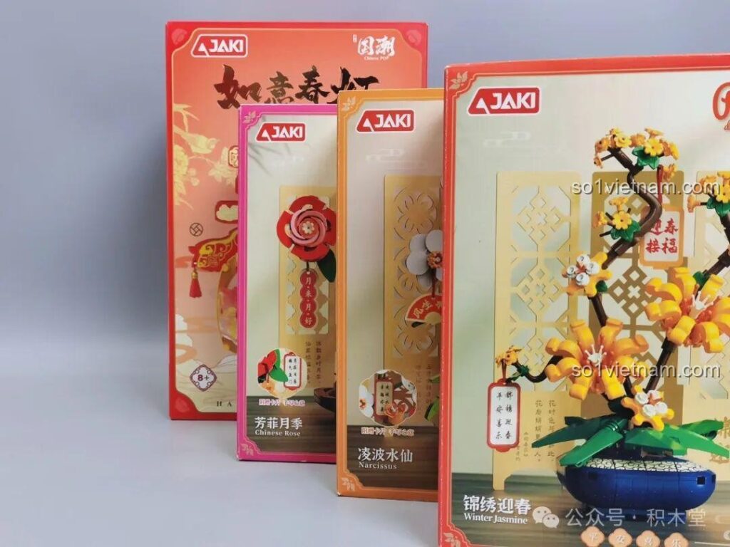 Tổng quan các bộ lắp ghép hoa Tết JAKI: Nguyệt Quý, Thủy Tiên, Lão Mai và Đèn Lồng Như Ý Xuân Đăng