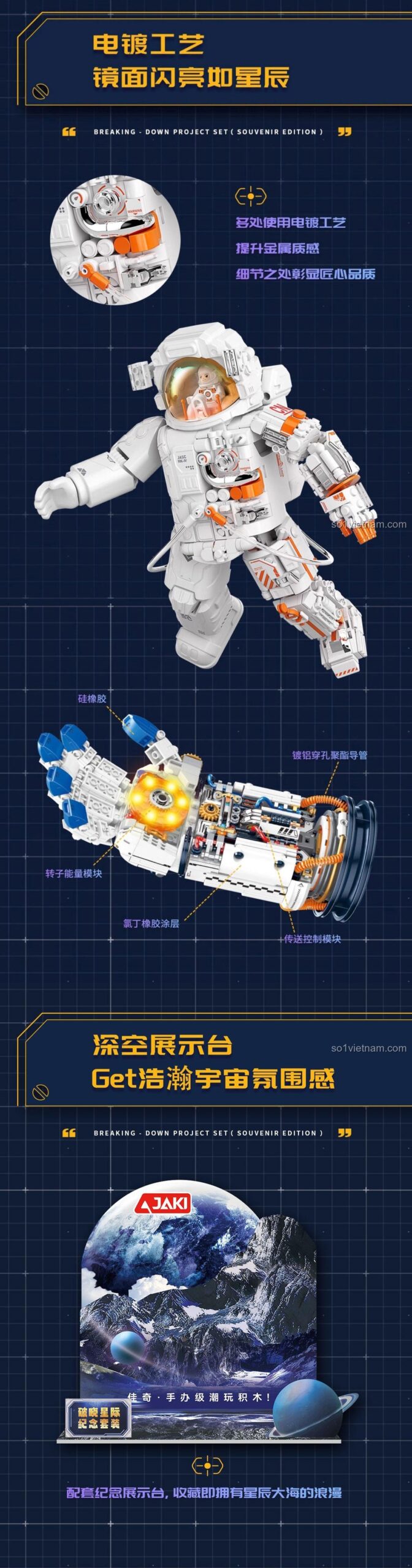 Đồ chơi lắp ráp Găng Tay Vũ Trụ, đồ chơi mô hình JAKI, chất lượng cao, chi tiết tinh xảo, cho con trai 8 tuổi, giá tốt
