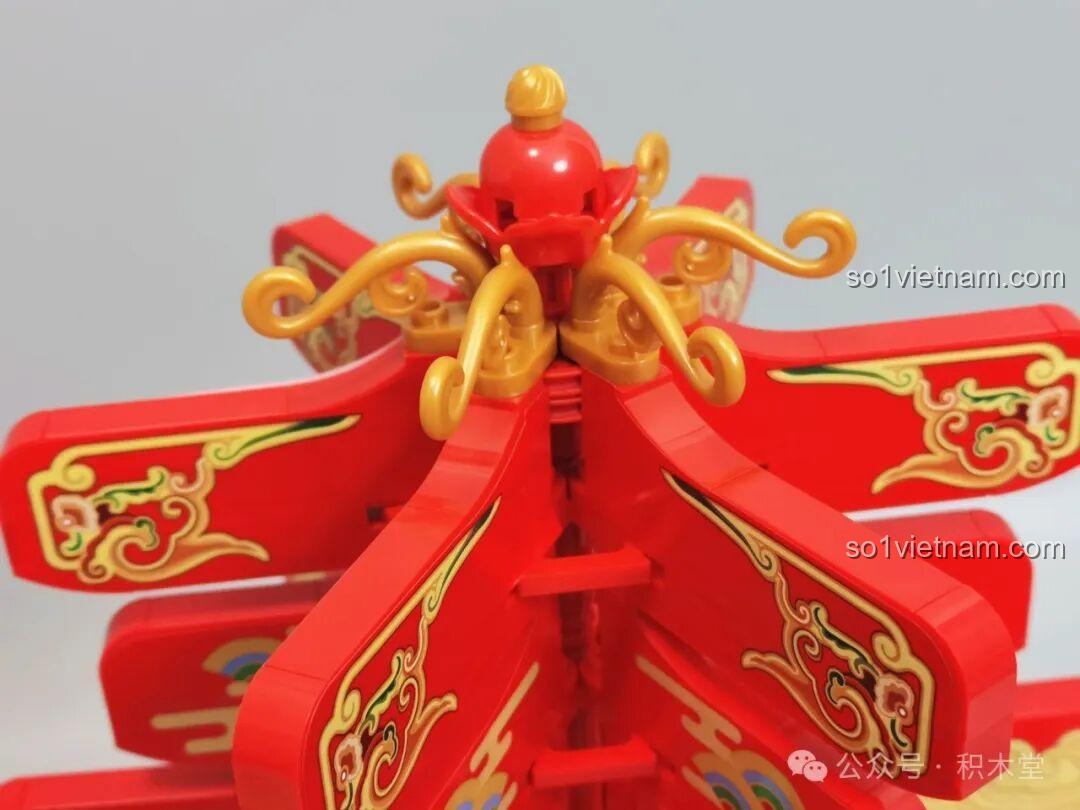Chi tiết họa tiết rồng trên màn cửa bộ Đèn Lồng Như Ý Xuân Đăng JAKI