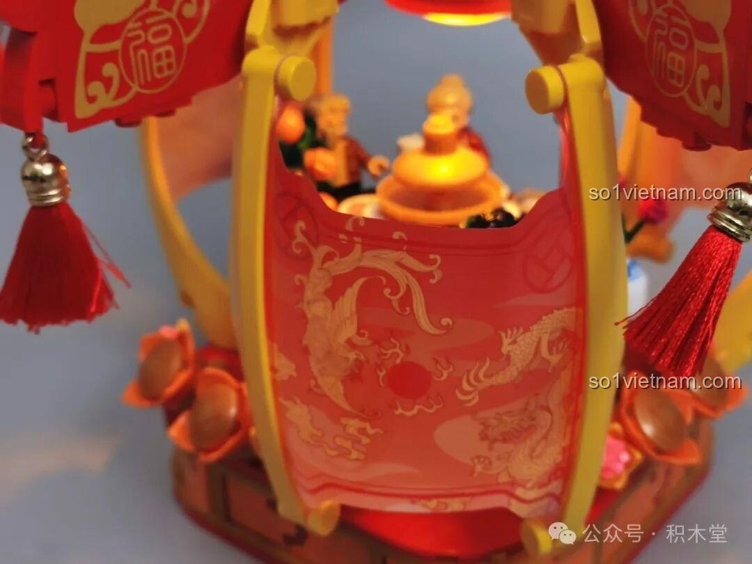 Chi tiết dụng cụ ăn uống trên bàn tiệc bộ Đèn Lồng Như Ý Xuân Đăng JAKI