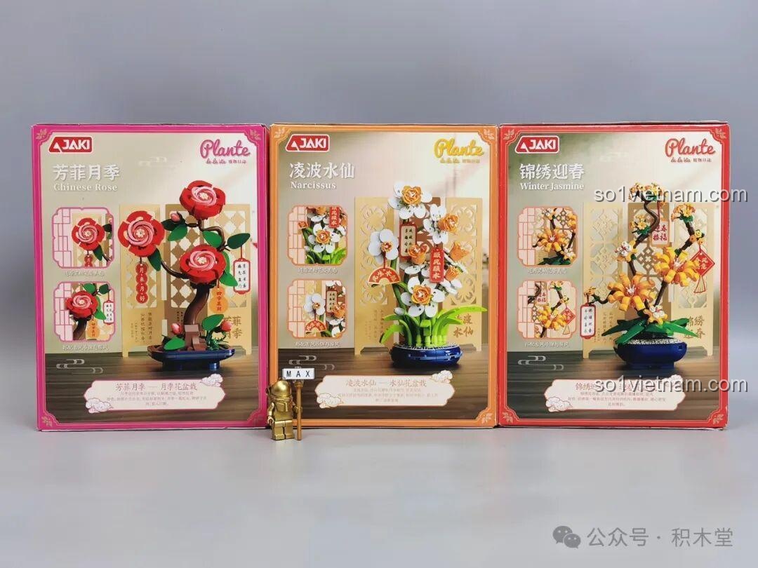 Bộ Lắp Ghép Hoa Thủy Tiên JAKI DK002 - Các hộp sản phẩm bên cạnh