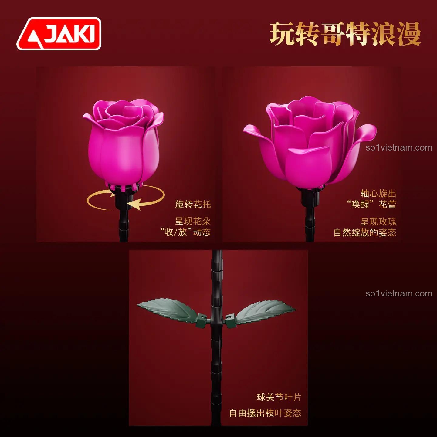 Tính năng bộ lắp ghép hoa hồng JAKI DK010 Tình Yêu Vĩnh Cửu, đồ chơi sáng tạo cho bé gái 8 tuổi, quà tặng ý nghĩa