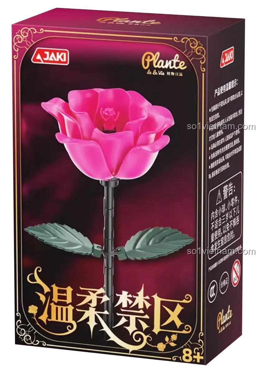 Hộp bộ lắp ghép hoa hồng hồng JAKI DK010 Tình Yêu Vĩnh Cửu, đồ chơi sáng tạo cho bé gái 8 tuổi, quà tặng ý nghĩa