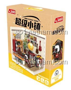 Hộp sản phẩm Cửa hàng Đĩa Than FK007 JAKI, đồ chơi lắp ghép mini block, có đèn LED, xoay đĩa than, cho bé 8 tuổi