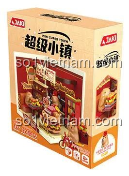 Hộp bộ xếp hình JAKI FK021 Cửa hàng Hamburger Capybara, chất lượng cao, cho bé gái 8 tuổi.