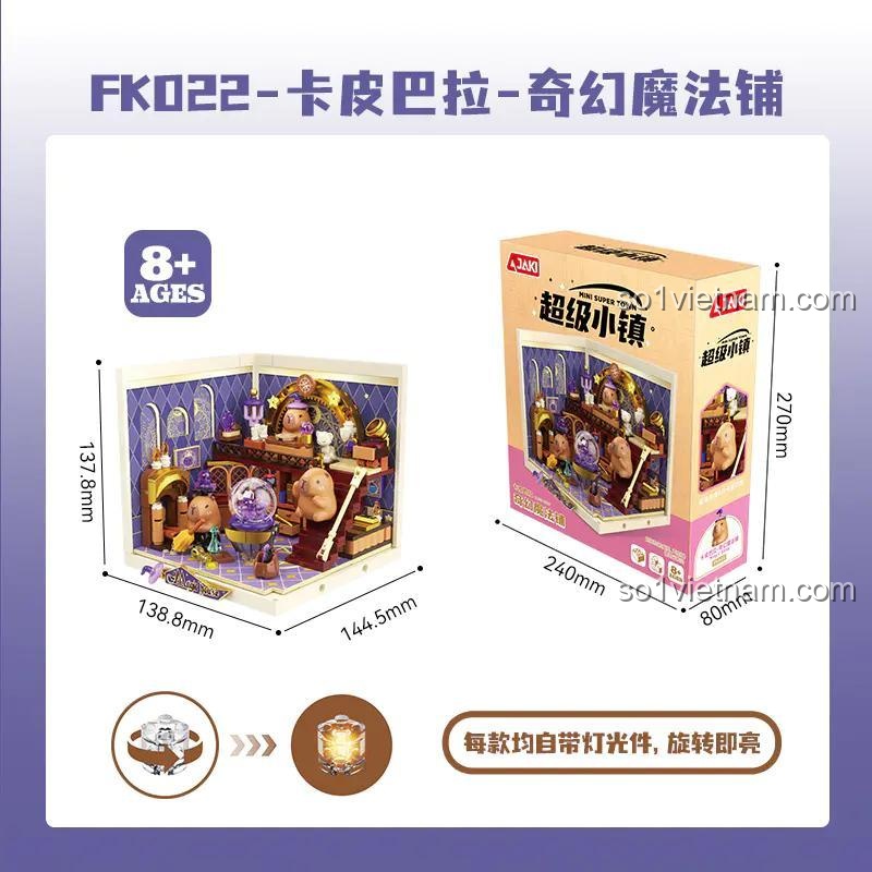 Kích thước hộp đồ chơi xây dựng 22, Ngôi nhà phép thuật JAKI, có đèn LED, món quà đáng tiền cho bé gái 8 tuổi.