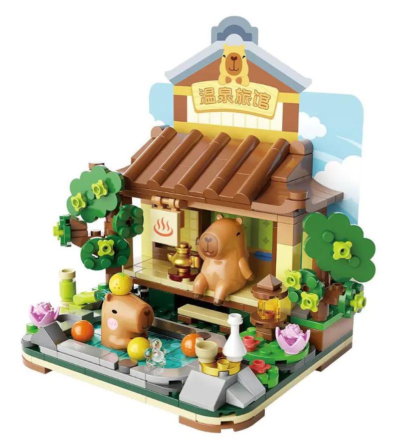 Bộ lắp ghép JAKI GK001 Capybara Suối Nước Nóng thư giãn, mô hình động vật dễ thương cho bé 8 tuổi, giá tốt.