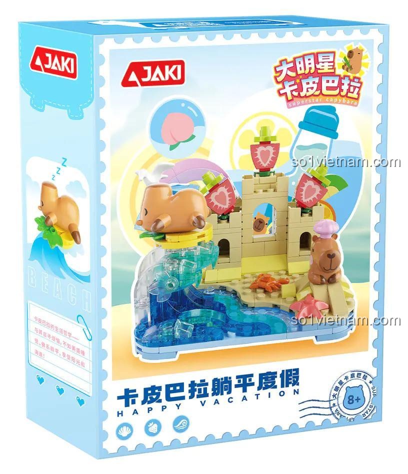 Bộ đồ chơi Capybara đáng yêu, mô hình Capybara Nằm Dài Nghỉ Dưỡng JAKI GK002, phù hợp bé trai bé gái 8 tuổi, giá tốt.