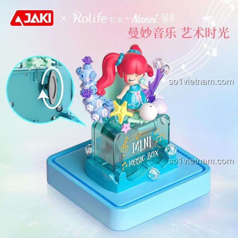 Hộp nhạc Nanci Nàng Tiên Cá JAKI HK112 - Mô hình lắp ráp có nhạc, đồ chơi giáo dục cho bé gái 8 tuổi
