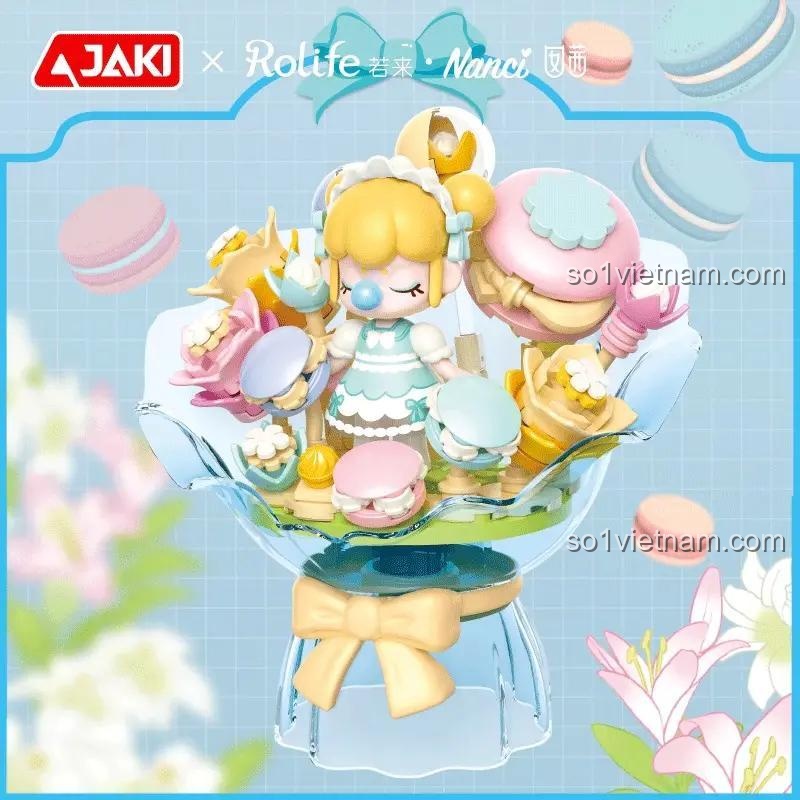 Mô hình Nanci Hoa Hồng Macaron với hoa và macaron, đồ chơi lắp ghép sáng tạo cho bé gái 8 tuổi, JAKI HK122