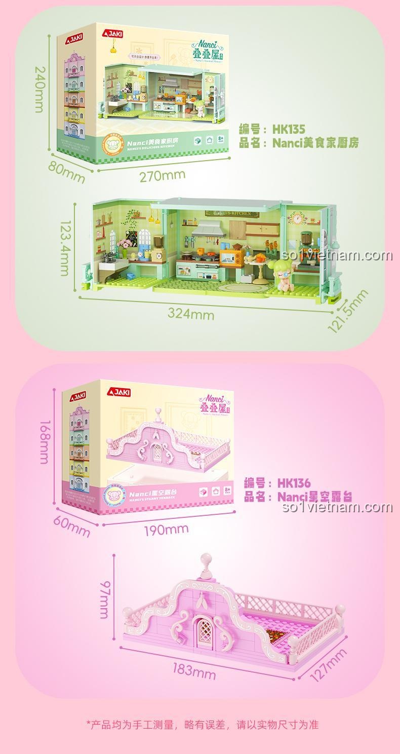 Mô hình nhà Nanci Ngôi Nhà Xếp Chồng có thể gấp lại, đồ chơi lắp ráp JAKI HK136