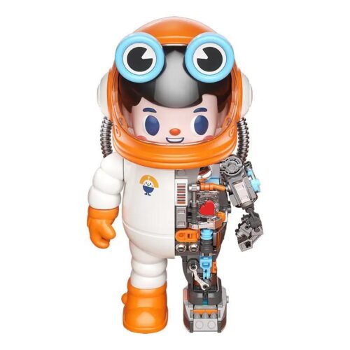 Mô hình phi hành gia Space Owangeboy NO.07 JAKI HK301, đồ chơi lắp ghép cho bé 8 tuổi, với mũ bảo hiểm tháo rời và ba lô vũ trụ, màu cam trắng xám xanh dương
